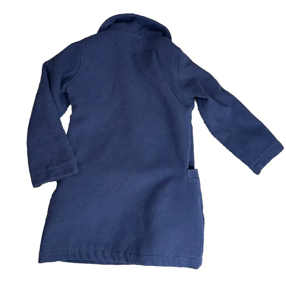 Pea Coat Girls Size 5 Navy Pink‎ Polka Dot Zip Up double Breasted trenchcoat
